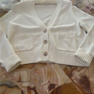 Banana Republic Demi cotton silk ivory cardigan size small